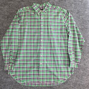 Ralph Lauren Shirt Mens 2XLT (Tall) Green Purple Plaid Long Sleeve Button‎ Down